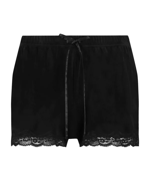 Shorts Aus Velours Mit Spitze 6