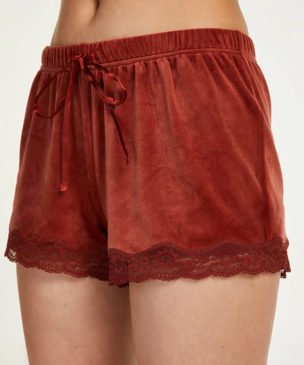 Shorts Aus Velours Mit Spitze 3