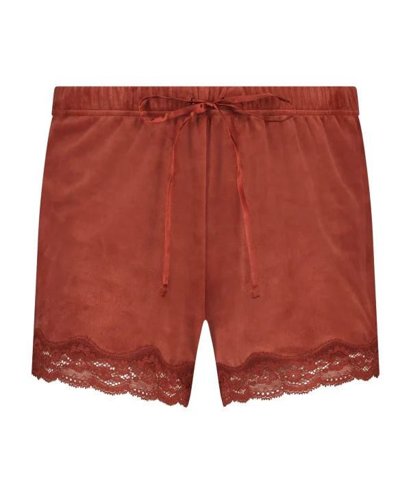 Shorts Aus Velours Mit Spitze 5