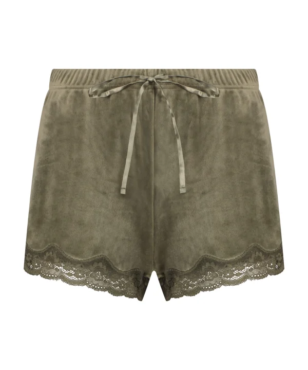 Shorts Aus Velours Mit Spitze 5