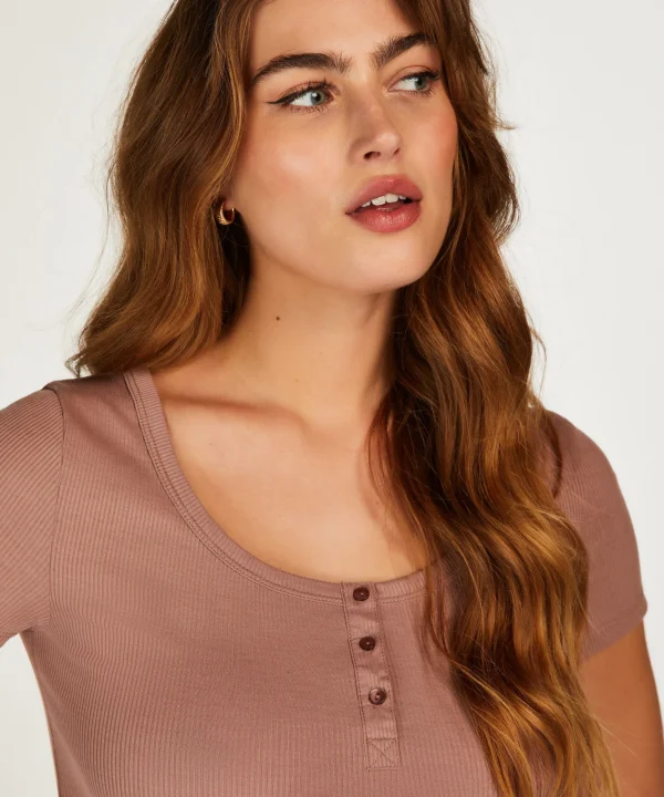 Kurzärmeliges Pyjama-Top Henley 3