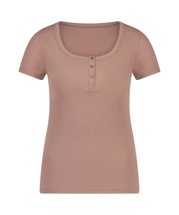 Kurzärmeliges Pyjama-Top Henley 6