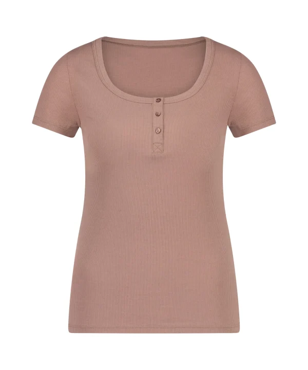 Kurzärmeliges Pyjama-Top Henley 6