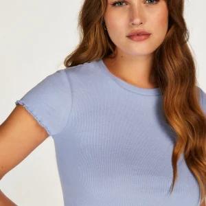 Kurzarm-Top, Rib V-Neck 10