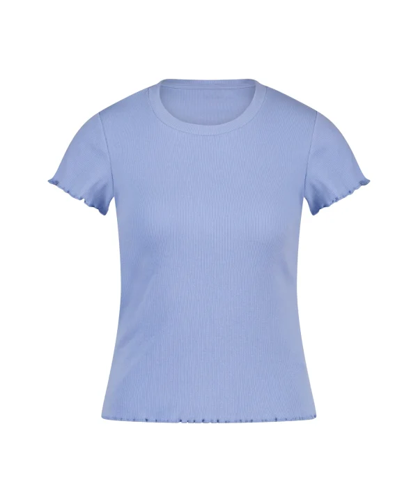 Kurzarm-Top, Rib V-Neck 6