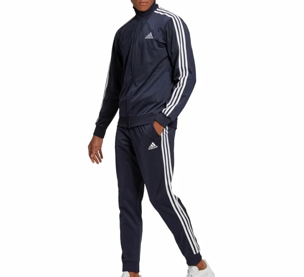 Adidas Essentials 3-stripes Trainingsanzug Herren Blau – Weiß 1