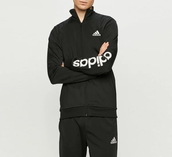 Adidas Lineaire Logo Trainingsanzug Herren Schwarz – Weiß 4