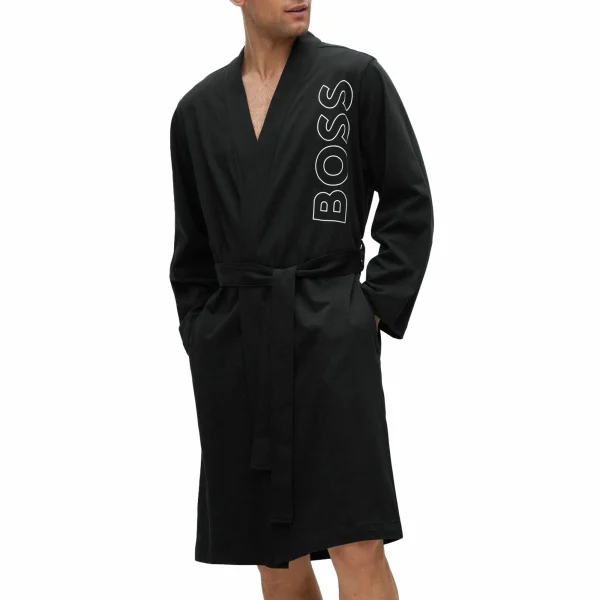 Boss Identity Kimono Bademantel Herren Schwarz – Weiß 1