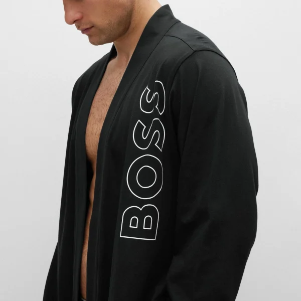 Boss Identity Kimono Bademantel Herren Schwarz – Weiß 4