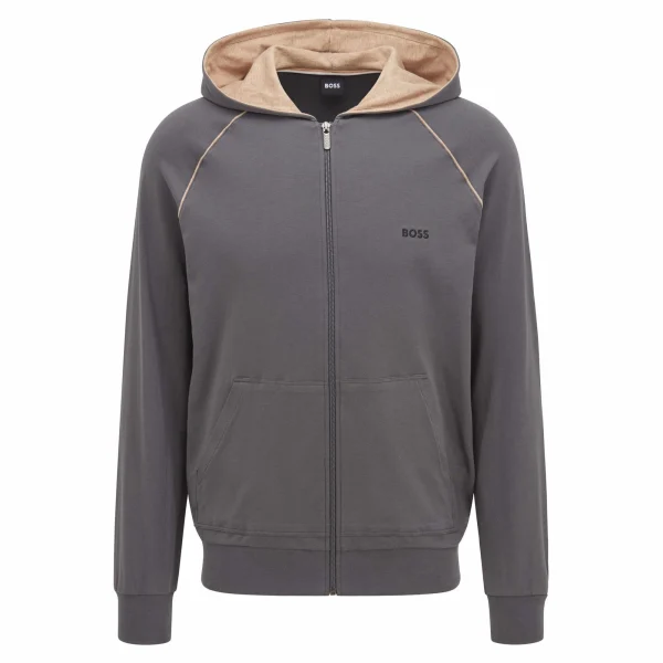 Boss Mix&Match Lounge Hooded Sweatjacke Herren Grijs – Beige 1