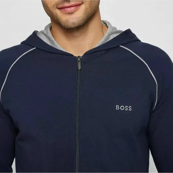 Boss Mix&Match Lounge Hooded Sweatjacke Herren Dunkelblau – Grau 4