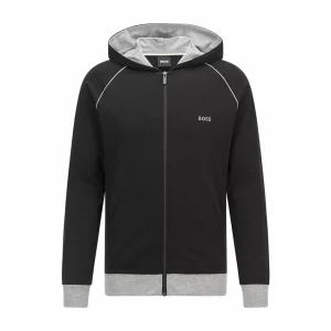 Boss Mix&Match Lounge Hooded Sweatjacke Herren Schwarz – Grau 15