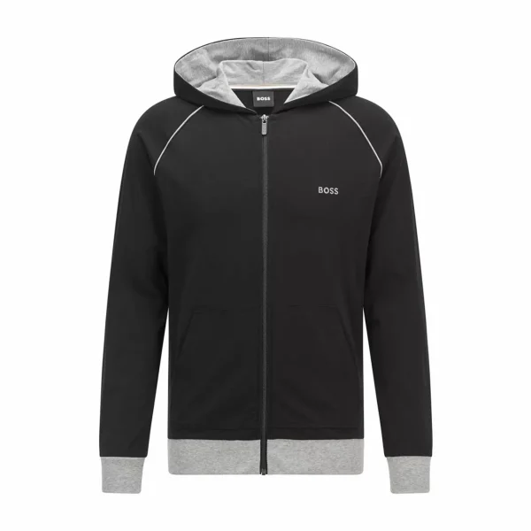 Boss Mix&Match Lounge Hooded Sweatjacke Herren Schwarz – Grau 6