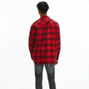 Calvin Klein Sherpa Lined Check Casual Hemd Herren Rot – Schwarz 9