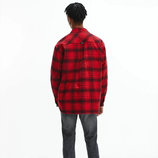 Calvin Klein Sherpa Lined Check Casual Hemd Herren Rot – Schwarz 3