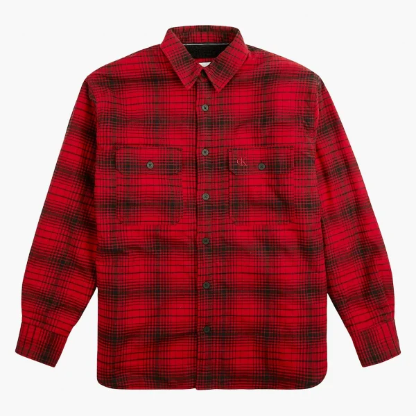 Calvin Klein Sherpa Lined Check Casual Hemd Herren Rot – Schwarz 6