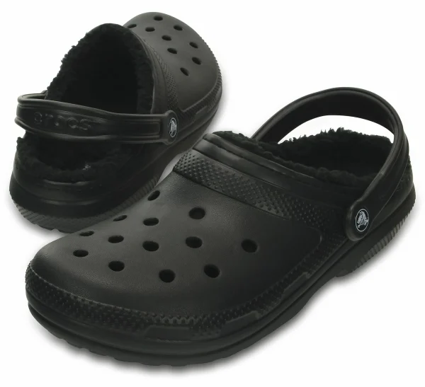 Crocs Classic Fuzz Lined Clog Schwarz 7