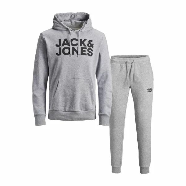 Jack & Jones Essentials Corp Logo Hood Sweat Jogginganzug Herren Hellgrau 1