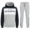 Jack & Jones Logo Blocking Sweat Jogginganzug Herren Marine – Weiß – Hellgrau 34