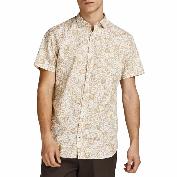 Jack & Jones Summer Geo Print Casual Hemd Herren Beige 1