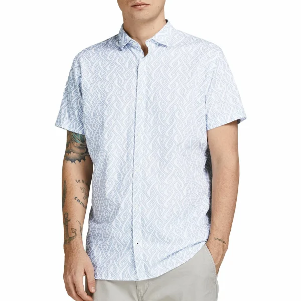 Jack & Jones Summer Geo Print Casual Hemd Herren Hellblau 1