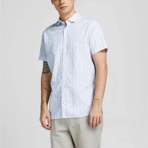 Jack & Jones Summer Geo Print Casual Hemd Herren Hellblau 7