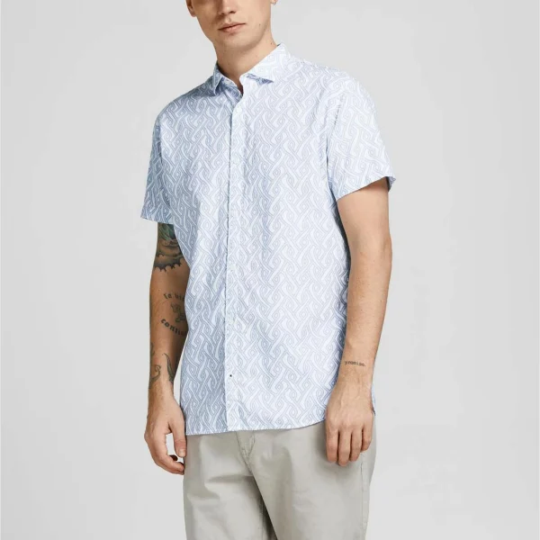 Jack & Jones Summer Geo Print Casual Hemd Herren Hellblau 3