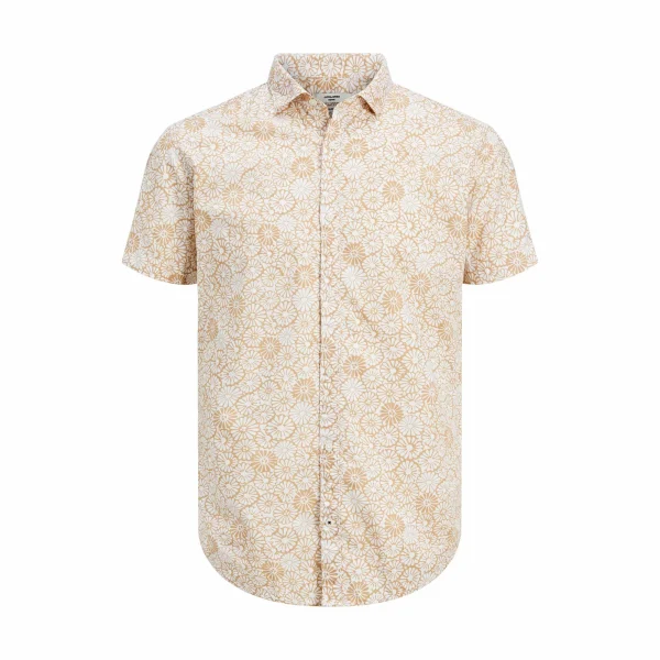 Jack & Jones Summer Geo Print Casual Hemd Herren Beige 5