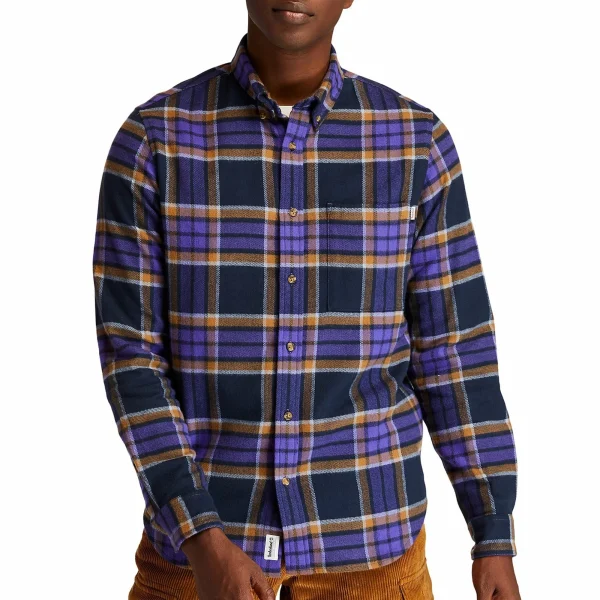 Timberland Heavy Flannel Casual Hemd Herren Marine – Violett – Orange 1