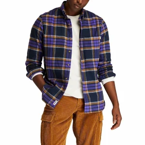 Timberland Heavy Flannel Casual Hemd Herren Marine – Violett – Orange 16