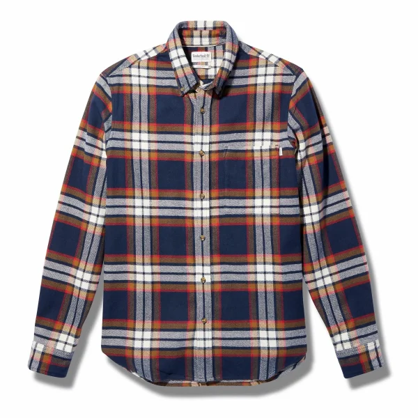 Timberland Heavy Flannel Casual Hemd Herren Marine – Weiß – Braun 6