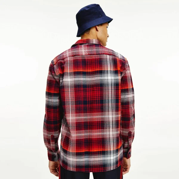 Tommy Hilfiger Shadow Check Casual Hemd Herren Rot – Marine – Weiß 3